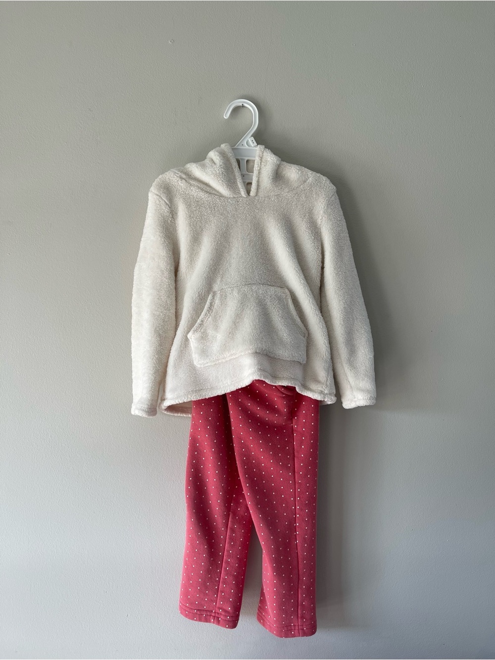 Cozy Cream Hoodie & Pink Polka Dot Pants Kids Set